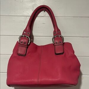 Chic Pink Leather Satchel Bag